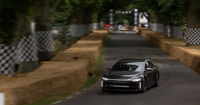 Lucid Motors announced that with a time of 50.79 seconds, the Lucid Air Grand Touring Performance was named the fastest production car in the Hillclimb Timed Shootout at the 2022 Goodwood Festival of Speed, where the new model made it first public appearance.